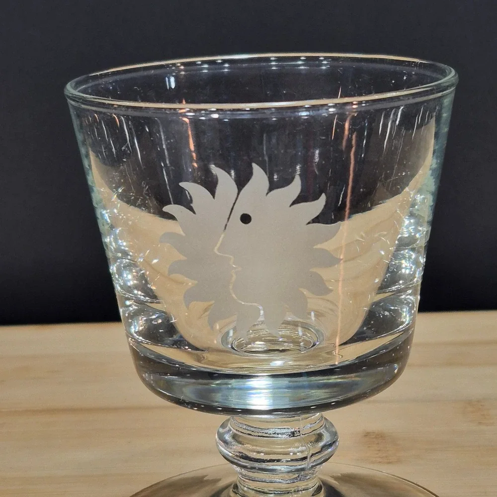 Vtg 1960s National Airlines Sun King Logo Footed Cocktail Sherbet 4 in Glass
